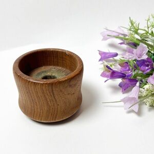 Vintage mid-century modern teakwood candleholder